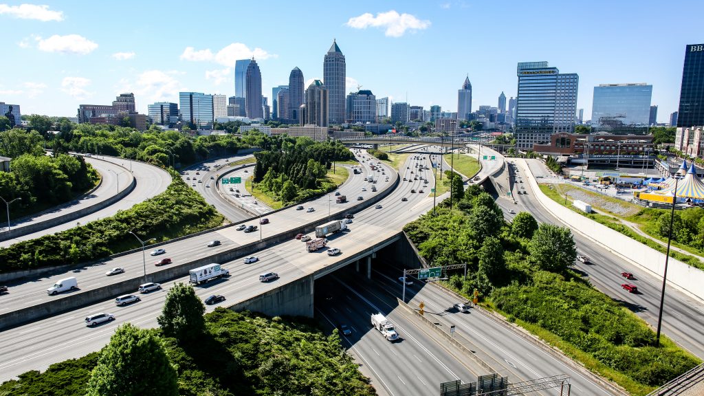 Dangerous neighborhoods in Atlanta, freeway, highway, skyline, city