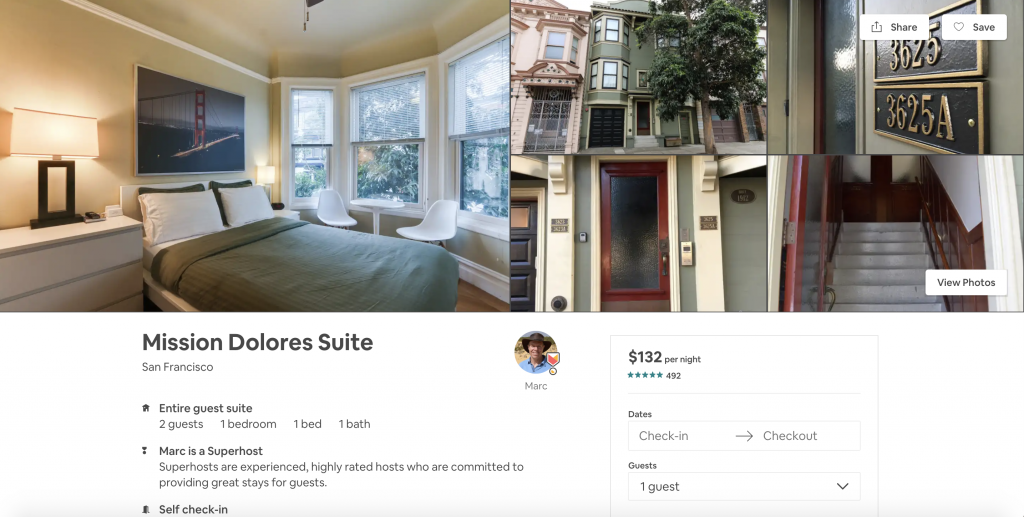 Top 10 Airbnbs in San Francisco, Mission Dolores Suite