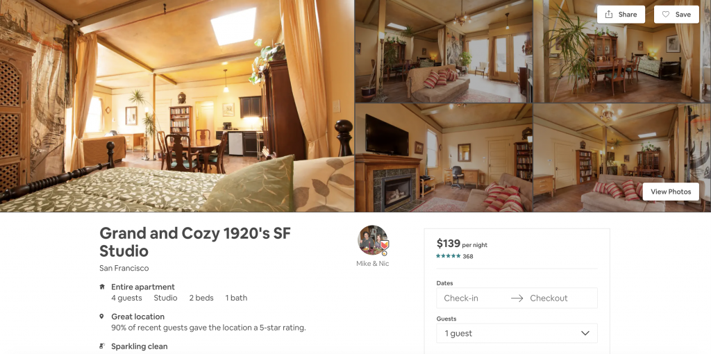 Top 10 Airbnbs in San Francisco, Grand and Cozy 1920s, SF, Studio, Luxury, Apartment