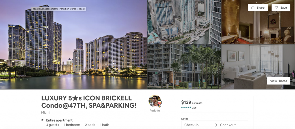 Airbnbs in Miami, condos, beach, vacation
