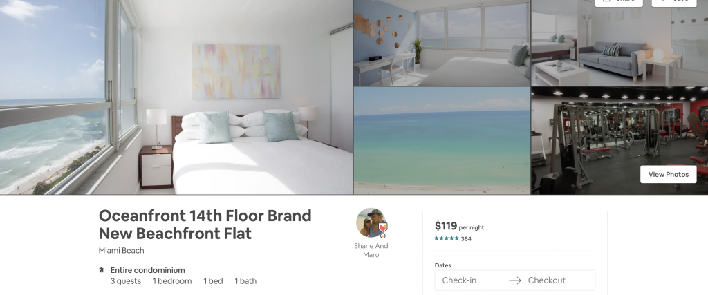 Airbnbs in Miami, beachfront flat, oceanfront, ocean view, beach, vacation