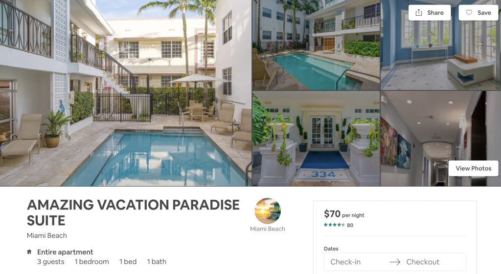 Airbnbs in miami, pool, vacation, beach