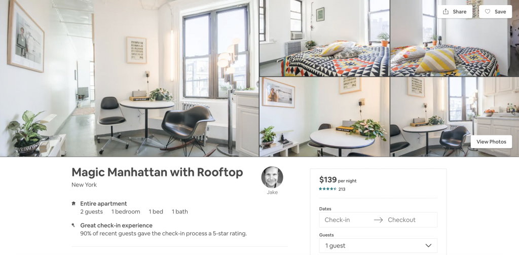 most in-demand airbnbs in New York, rooftop, manhattan, one bedroom, magic manhattan