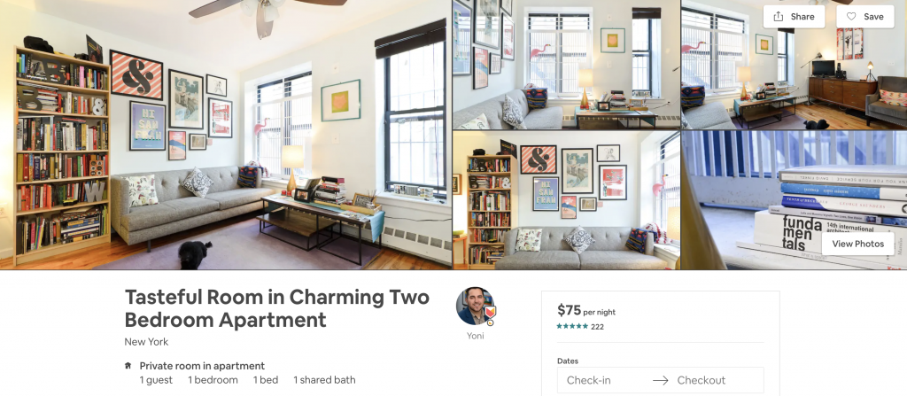 most in-demand airbnbs in New York, private room, library, books, natural light