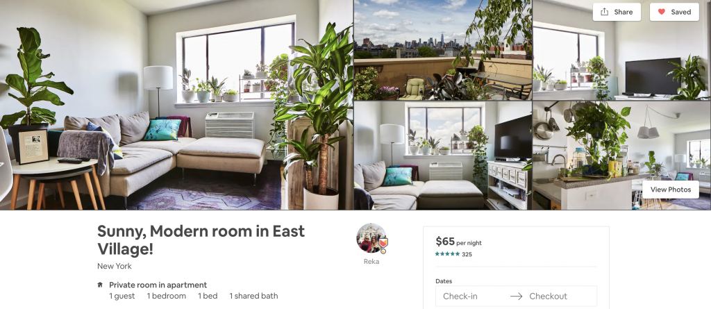 most in-demand airbnbs in New York, east village, terrace, plants