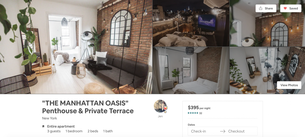 most in-demand airbnbs in New York, manhattan oasis, penthouse, terrace